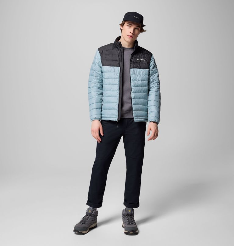 Men's Powder Lite II Jacket, Color: Crushed Blue, Shark, image 2