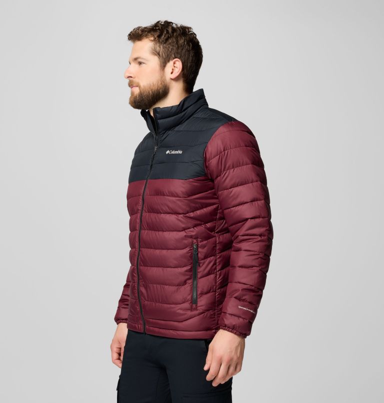 Men's Powder Lite II Jacket, Color: Rich Wine, Black, image 4