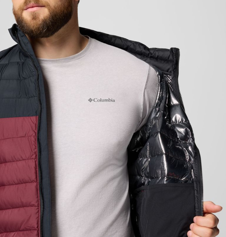 Men's Powder Lite II Jacket, Color: Rich Wine, Black, image 6