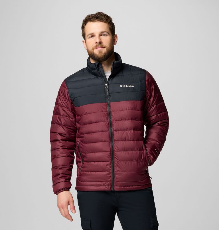 Men's Powder Lite II Jacket, Color: Rich Wine, Black, image 1