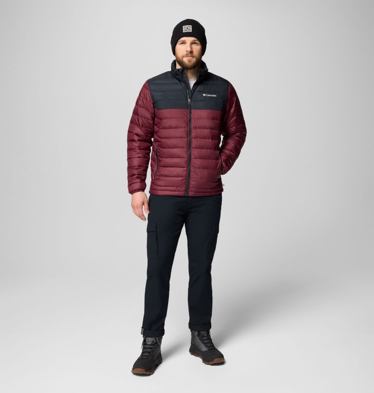 Men's Powder Lite II Jacket, Color: Rich Wine, Black, image 2