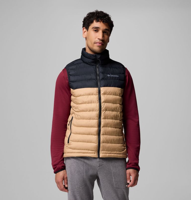Men's Powder Lite II Vest, Color: Canoe, Black, image 1