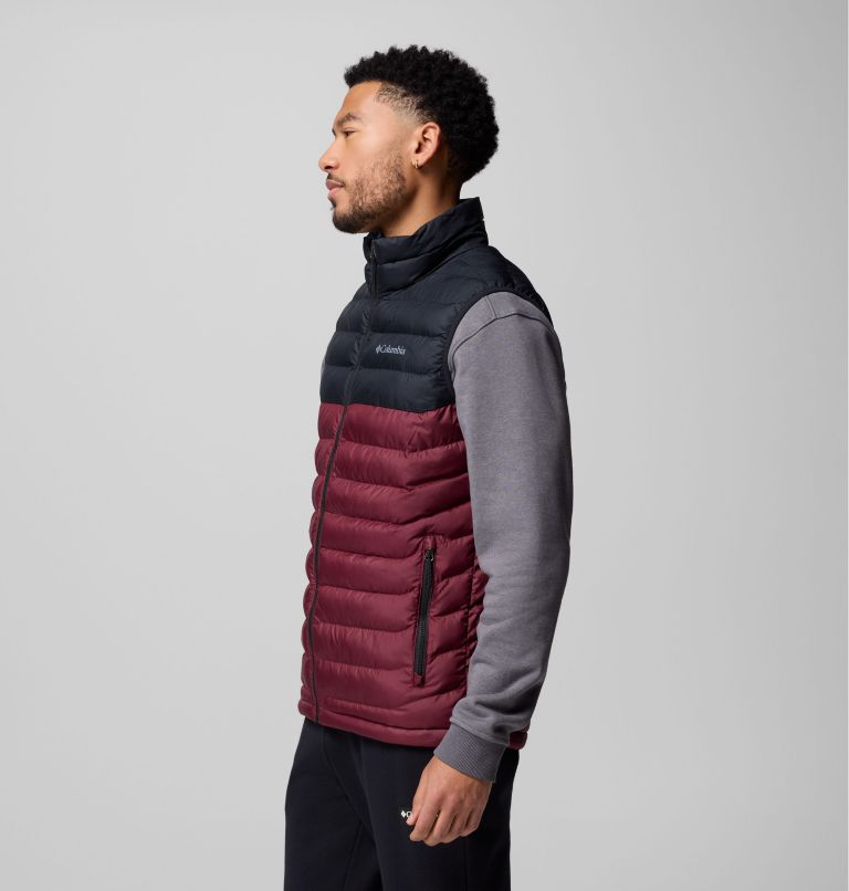 Men's Powder Lite II Vest, Color: Rich Wine, Black, image 4