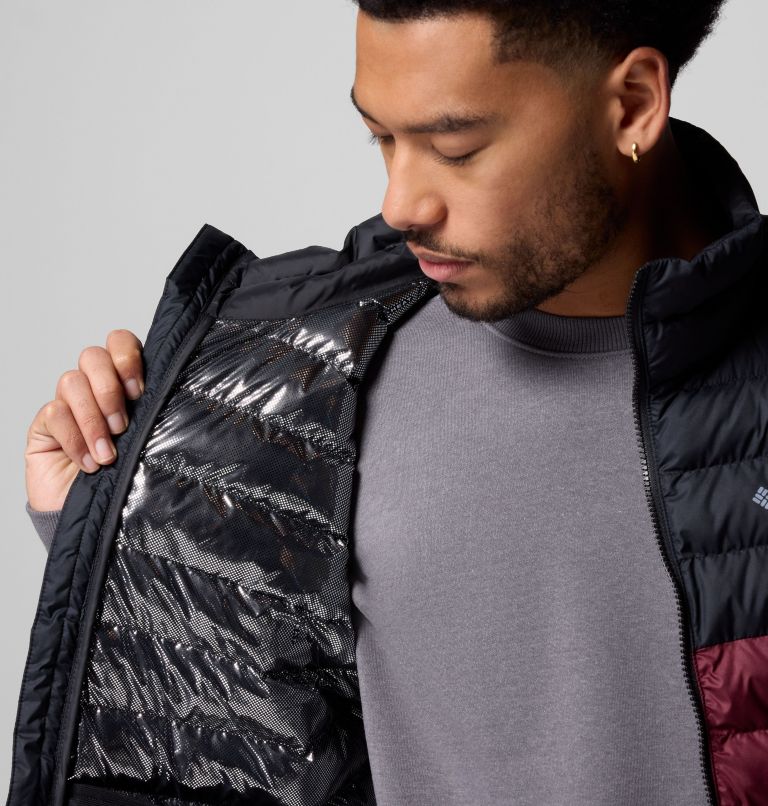 Men's Powder Lite II Vest, Color: Rich Wine, Black, image 7