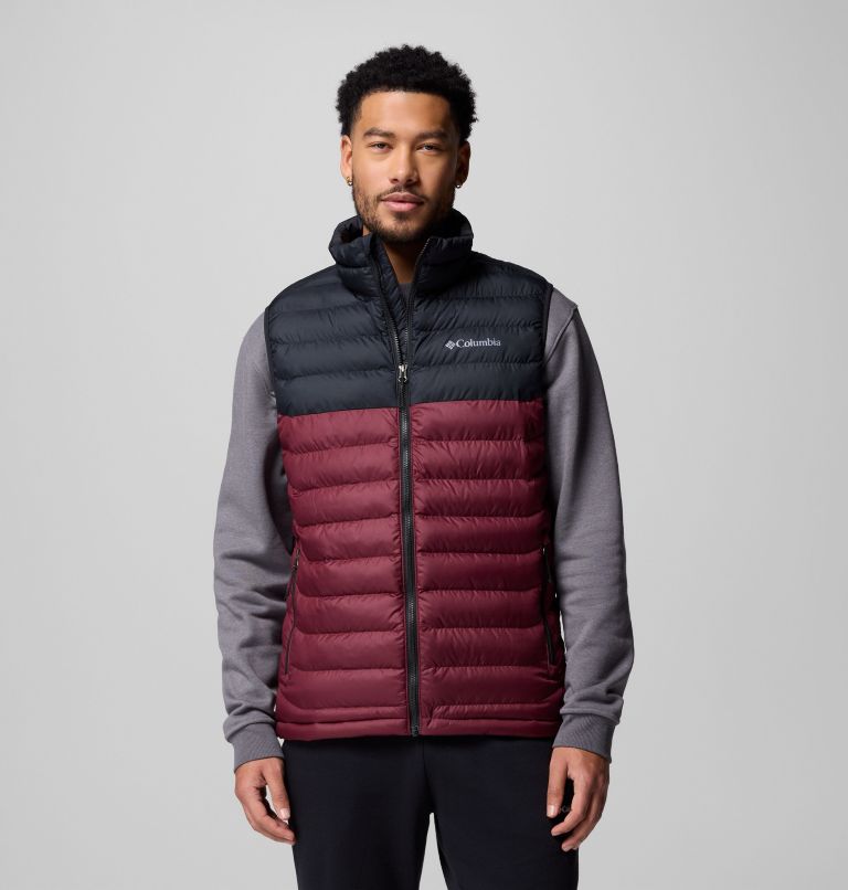 Men's Powder Lite II Vest, Color: Rich Wine, Black, image 1