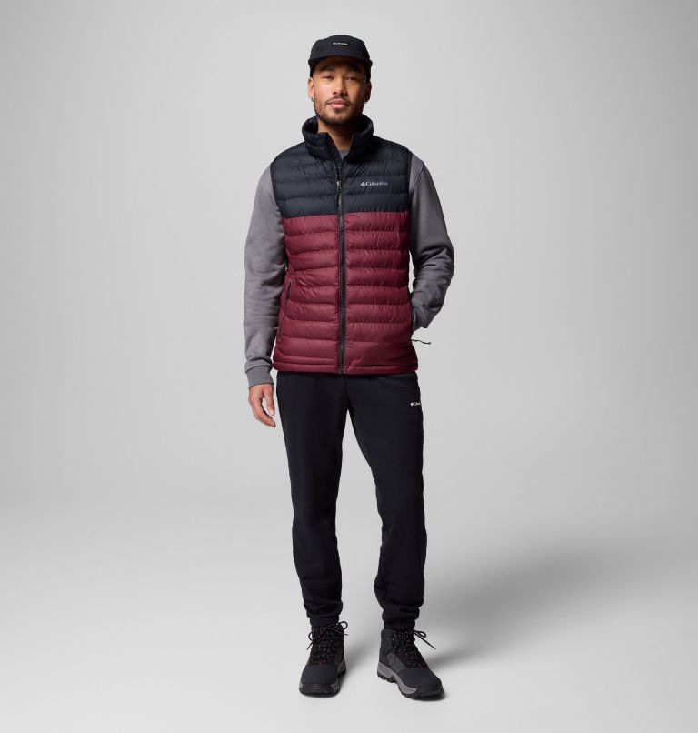 Men's Powder Lite II Vest, Color: Rich Wine, Black, image 2