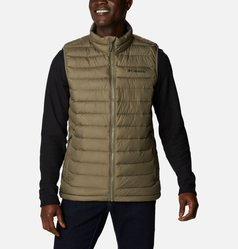Men's Powder Lite II Insulated Vest, Color: Stone Green, image 1