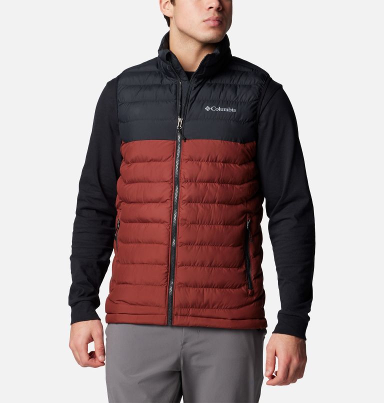 Men's Powder Lite II Insulated Vest, Color: Spice, Black, image 1