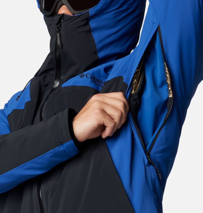 Men's Cirque Bowl Waterproof Insulated Ski Jacket, Color: Black, Mountain Blue, image 9