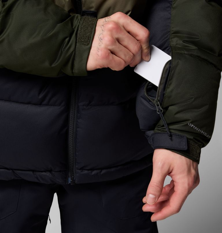 Men's Slope Style Insulated Ski Jacket, Color: Greenscape, Stone Green, Black, image 9