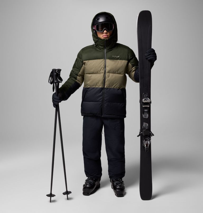Men's Slope Style Insulated Ski Jacket, Color: Greenscape, Stone Green, Black, image 2
