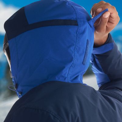 Close-up of the back of the adjustable helmet-compatible hood