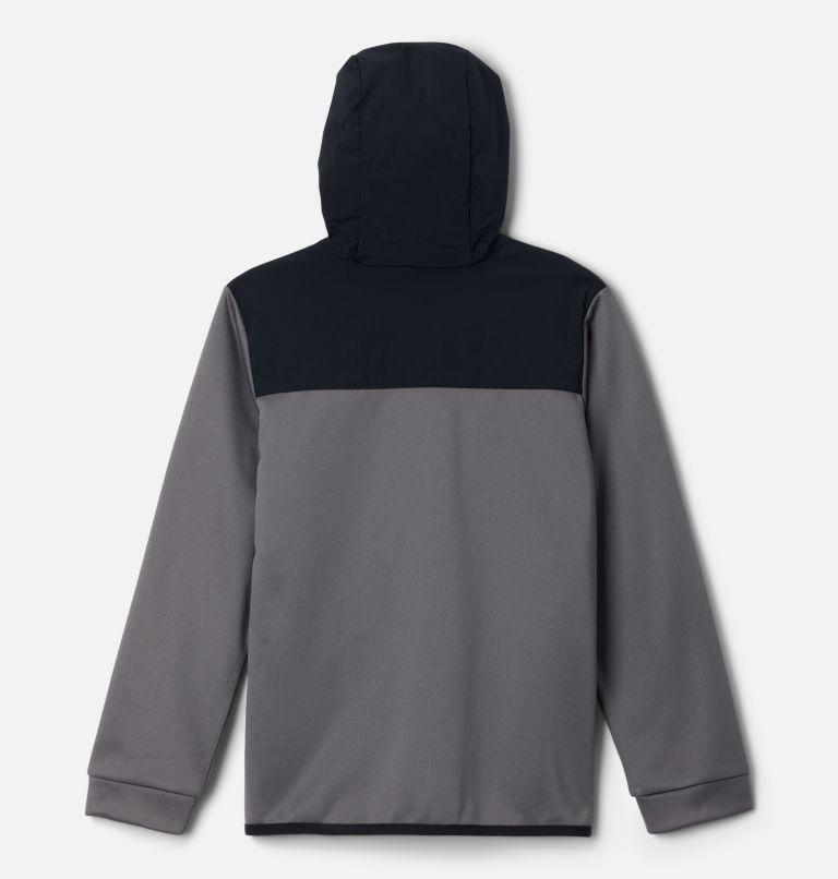 Youth Columbia Tech Hooded Fleece Jacket, Color: City Grey, Black, image 2