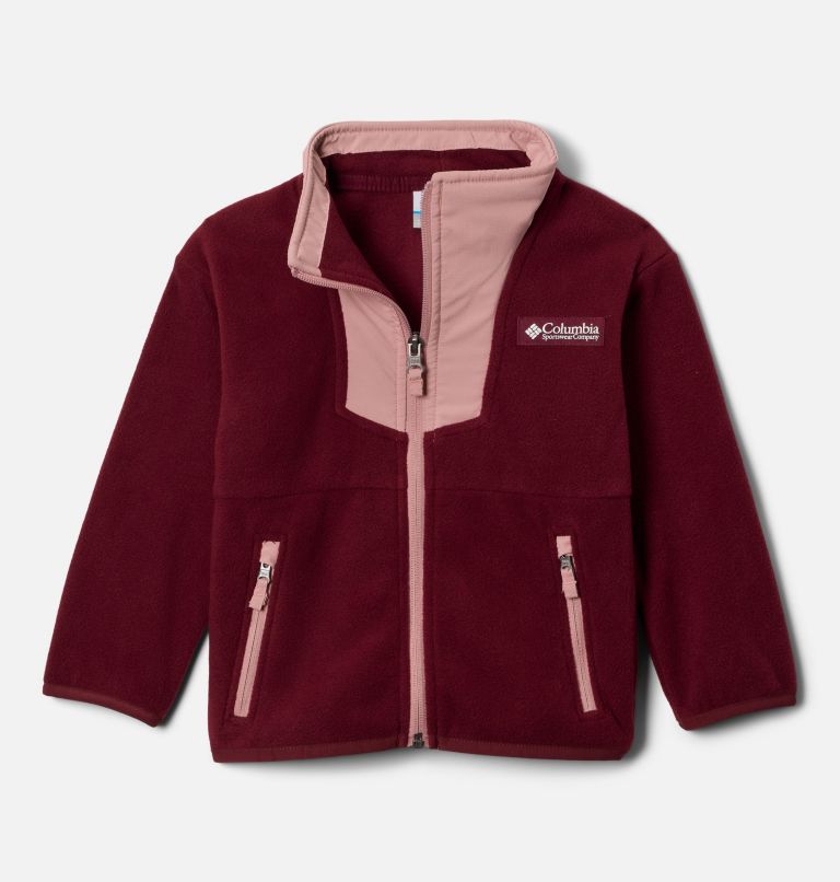 Toddler Sequoia Grove Full Zip Fleece, Color: Rich Wine, Eraser Pink, image 1