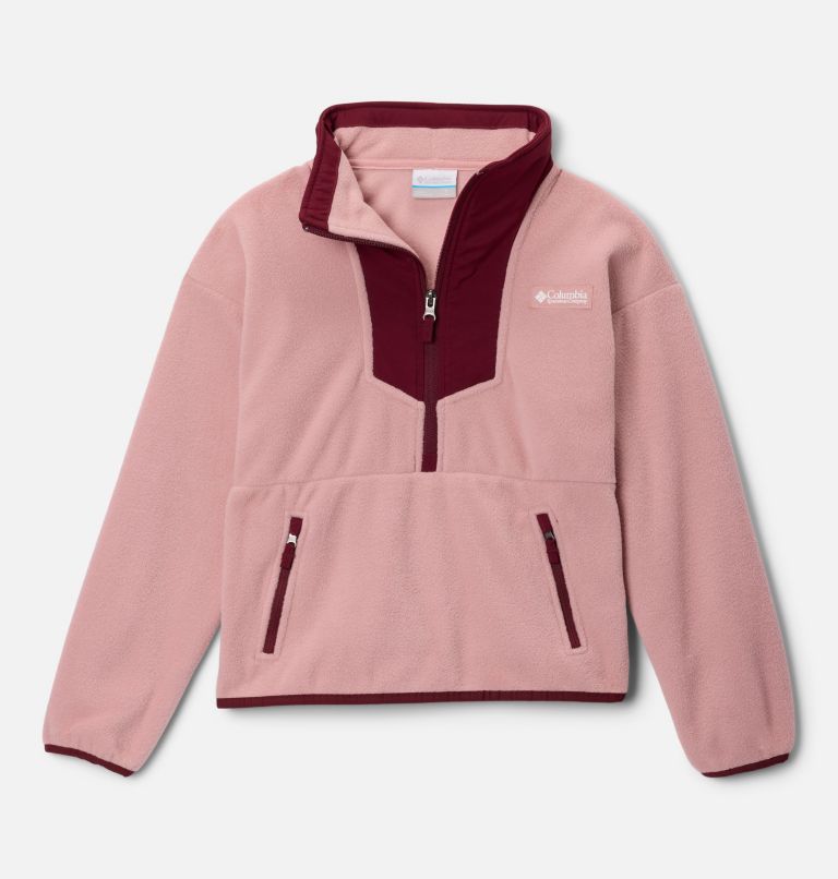 Kids' Sequoia Grove Half Zip Fleece, Color: Eraser Pink, Rich Wine, image 1