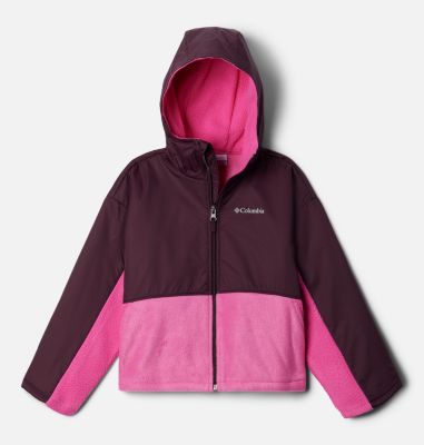 Girls' Benton Springs Hooded Sherpa Fleece Jacket, Color: Pink Ice, Moonvista, image 1