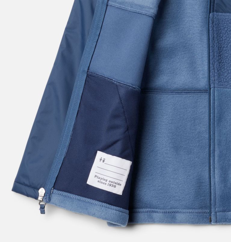 Boys' Steens Mountain II Novelty Hooded Fleece Jacket, Color: Dark Mountain, Collegiate Navy, image 3