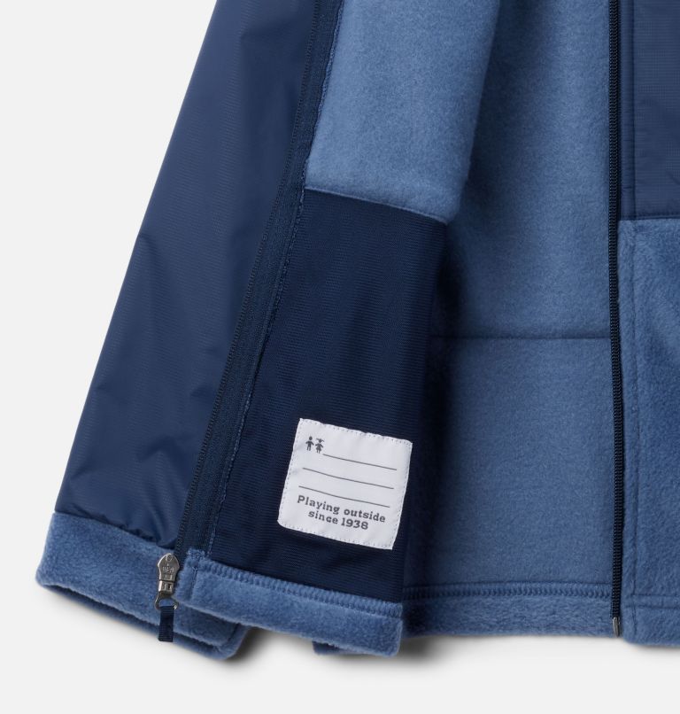 Boys' Steens Mt II Overlay Fleece Jacket, Color: Dark Mountain, Collegiate Navy, image 3
