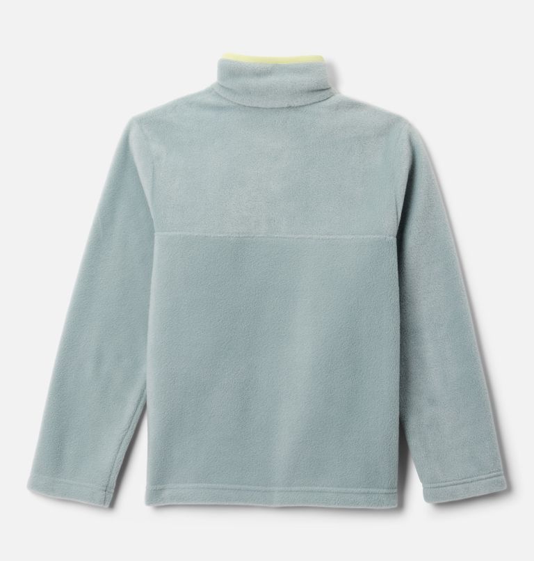 Kids' Steens Mtn II Quarter Snap Fleece Pullover, Color: Crushed Blue, Citron Haze, image 2