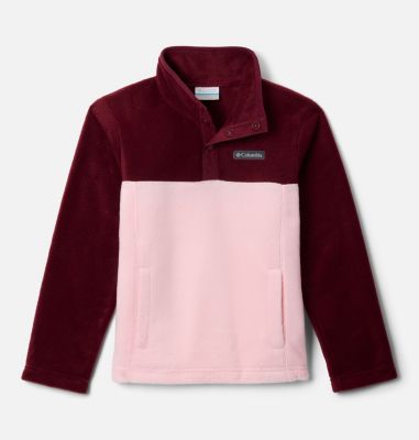 Youth Steens Mountain II Half Snap Fleece, Color: Satin Pink, Rich Wine, image 1