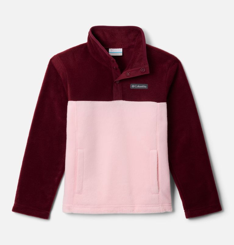Kids' Steens Mtn II Quarter Snap Fleece Pullover, Color: Satin Pink, Rich Wine, image 1