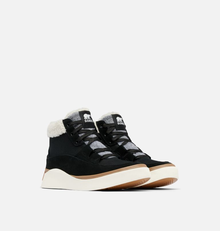Women's OUT N ABOUT IV Waterproof Mid Sneakers, Color: Black, Sea Salt, image 2