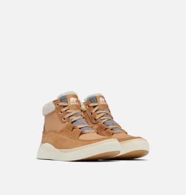 Women's OUT N ABOUT IV Waterproof Mid Sneakers, Color: Tawny Buff, Honey White, image 6