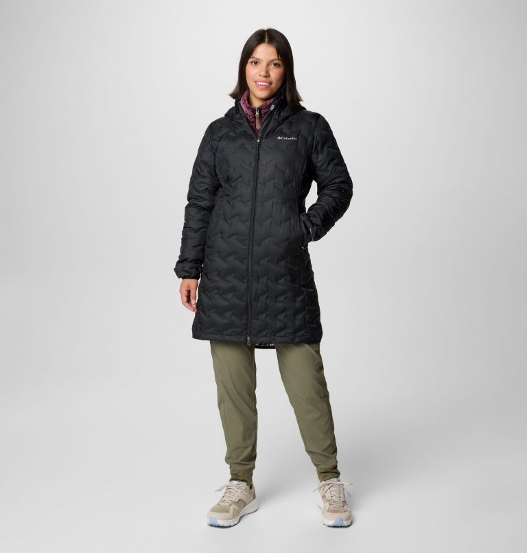 Women's Delta Ridge II Long Hooded Down Jacket, Color: Black, image 3