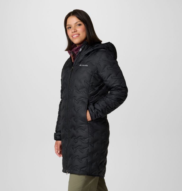Women's Delta Ridge II Long Hooded Down Jacket, Color: Black, image 4