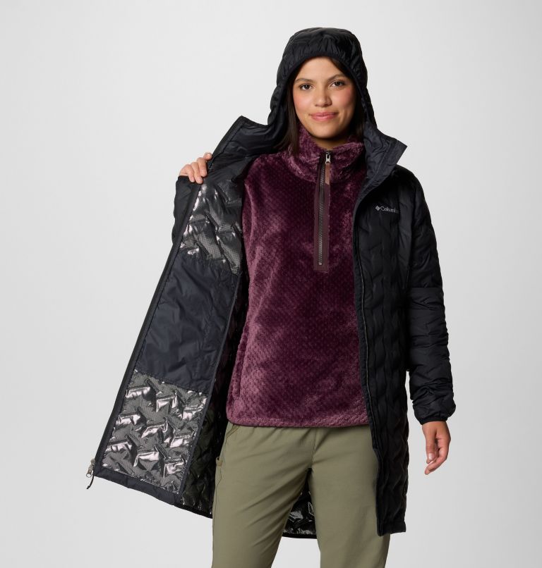 Women's Delta Ridge II Long Hooded Down Jacket, Color: Black, image 6