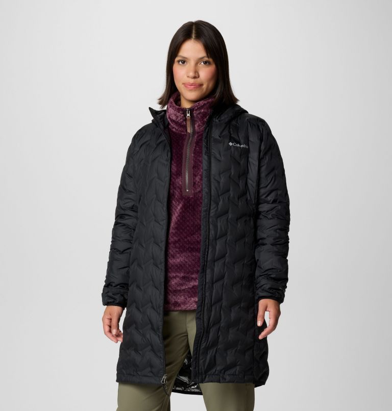 Women's Delta Ridge II Long Hooded Down Jacket, Color: Black, image 9