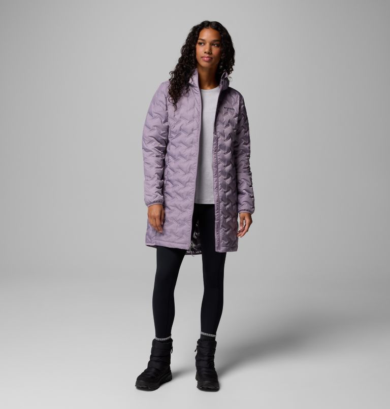 Women's Delta Ridge II Hooded Long Down Puffer, Color: Shale Purple, image 5
