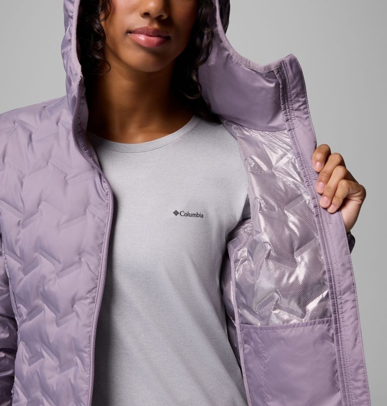 Women's Delta Ridge II Hooded Long Down Puffer, Color: Shale Purple, image 6
