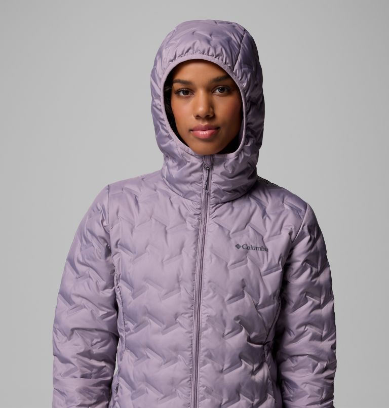 Women's Delta Ridge II Hooded Long Down Puffer, Color: Shale Purple, image 7