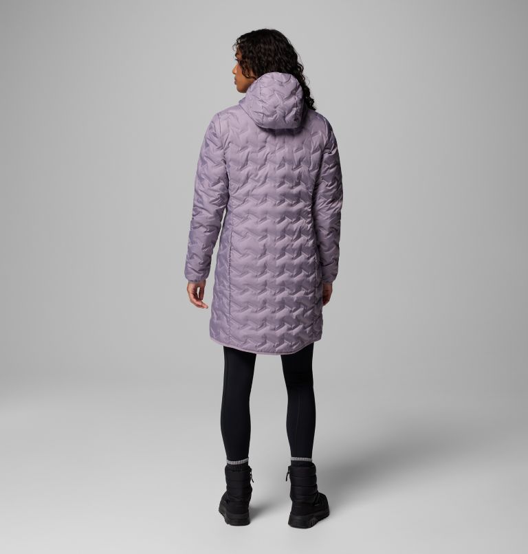 Women's Delta Ridge II Hooded Long Down Puffer, Color: Shale Purple, image 3