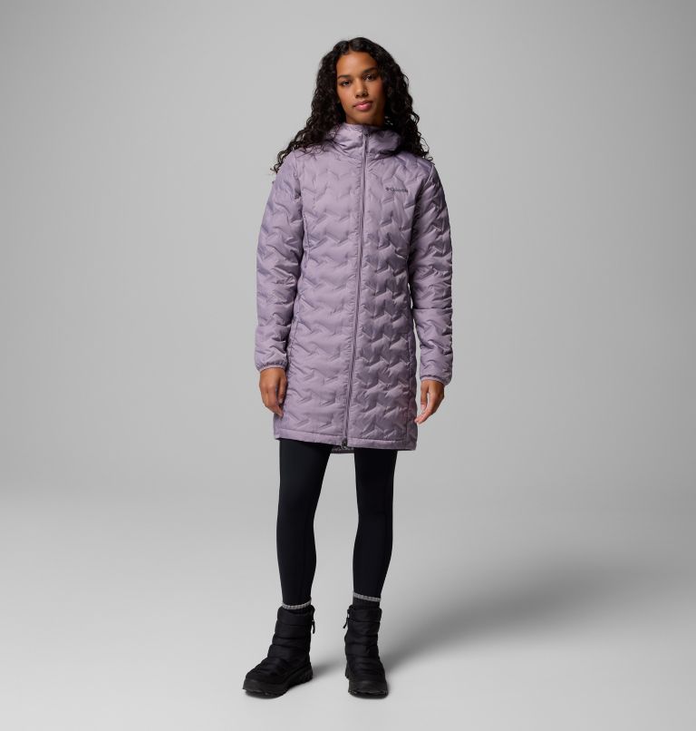 Women's Delta Ridge II Hooded Long Down Puffer, Color: Shale Purple, image 1