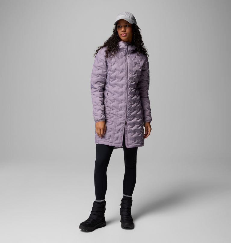 Women's Delta Ridge II Hooded Long Down Puffer, Color: Shale Purple, image 2