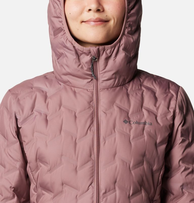 Chaqueta larga acolchada de plumón con capucha Delta Ridge II para mujer, Color: Fig, image 4
