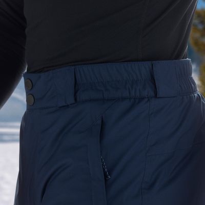 Close up of elastic waist with wide belt loops.