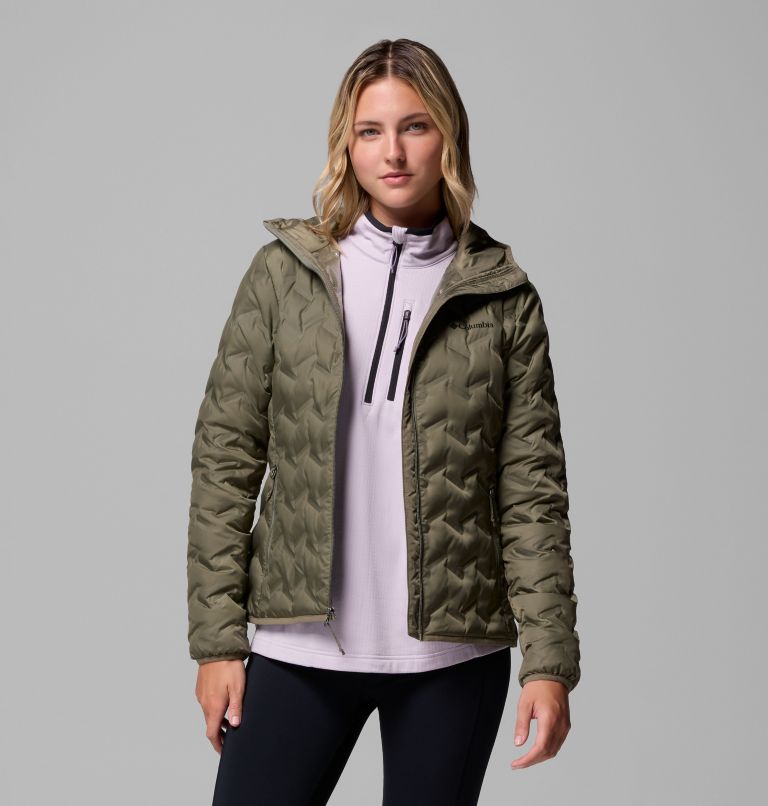 Women's Delta Ridge II Down Hooded Jacket, Color: Stone Green, image 5