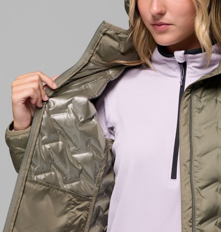 Women's Delta Ridge II Down Hooded Jacket, Color: Stone Green, image 6