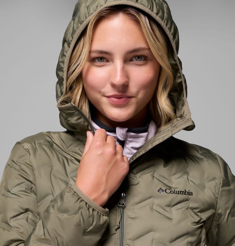 Women's Delta Ridge II Down Hooded Jacket, Color: Stone Green, image 7