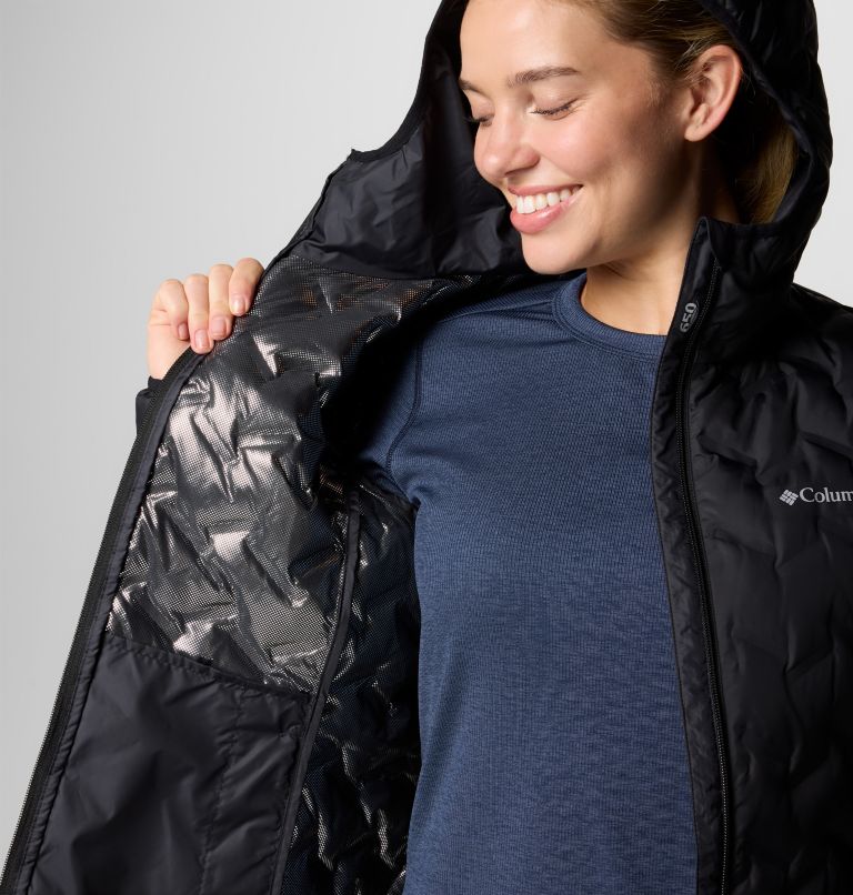 Women's Delta Ridge II Down Hooded Jacket, Color: Black, image 6