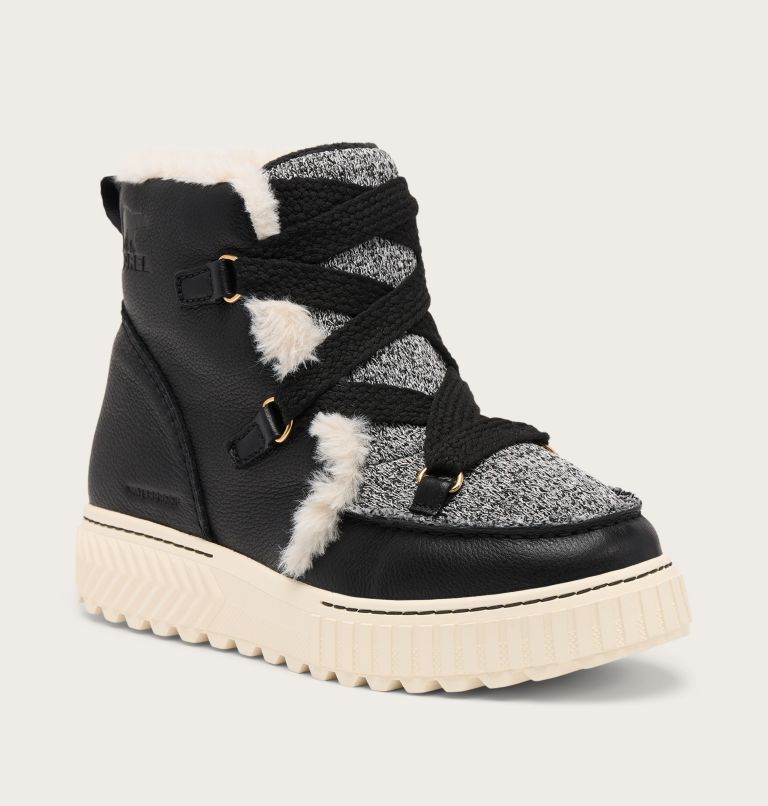 Women's ONA AVE ALPINE Waterproof Winter Boots, Color: Black, Chalk, image 5