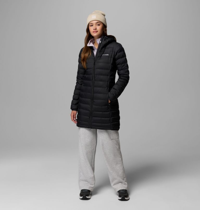 Women's Lake 22 II Down Long Hooded Jacket, Color: Black, image 2