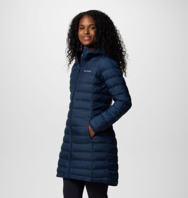 Women's Lake 22 II Down Long Hooded Jacket, Color: Collegiate Navy, image 11
