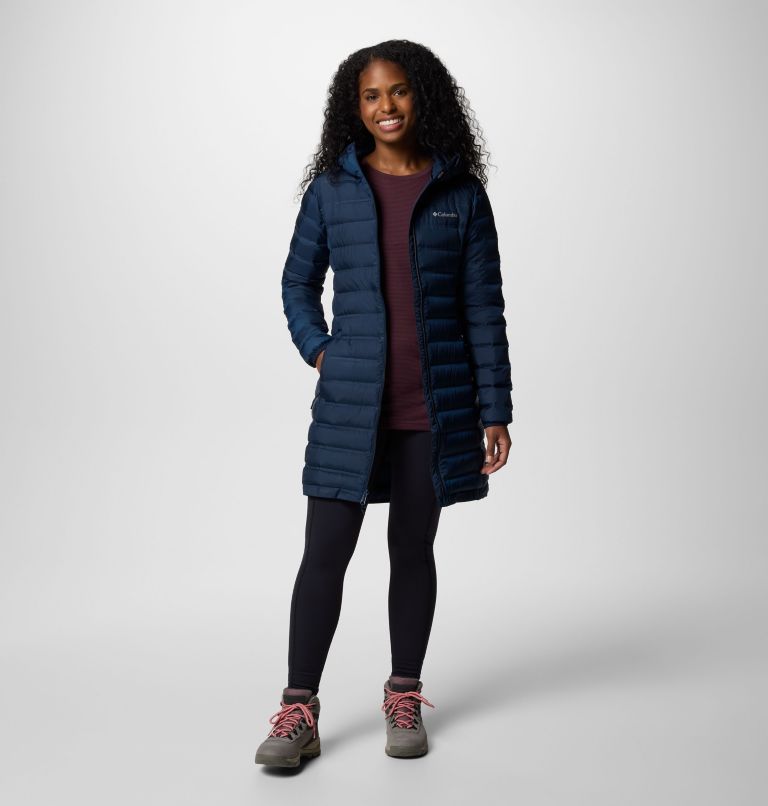 Women's Lake 22 II Down Long Hooded Jacket, Color: Collegiate Navy, image 6