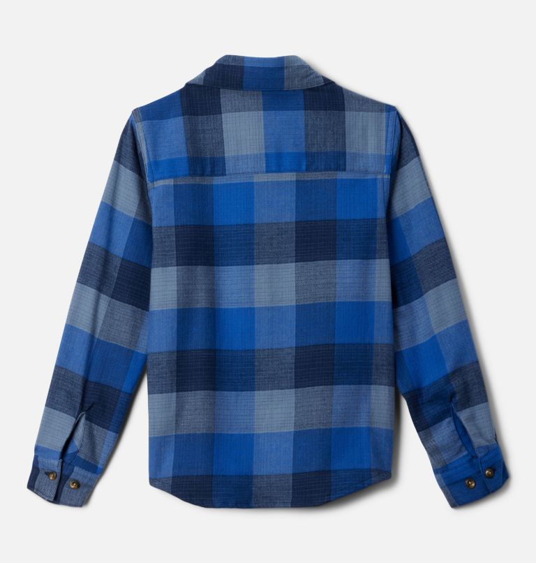 Boys' Cornell Woods Flannel Long Sleeve Shirt, Color: Collegiate Navy Ombre Buffalo, image 2