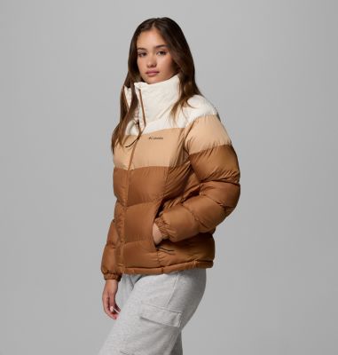 Women's Puffect II Colourblock Puffer Jacket, Color: Camel Brown, Canoe, Chalk, image 15