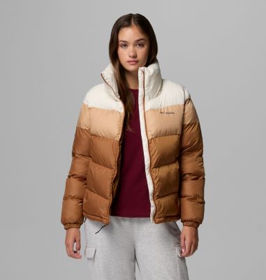 Women's Puffect II Colourblock Puffer Jacket, Color: Camel Brown, Canoe, Chalk, image 16